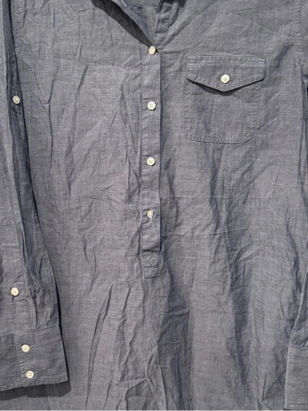 J. Crew Men's Casual Button-Front Shirt in Chambray Blue